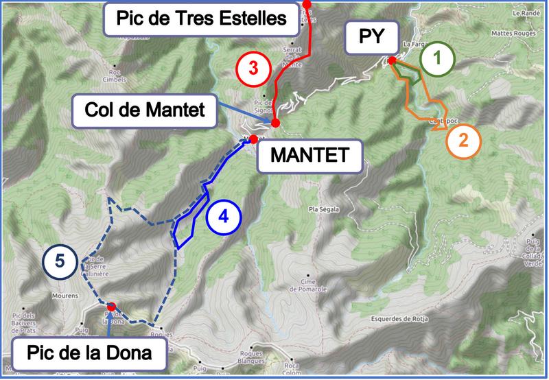 Itinérairers Py et Mantet carte