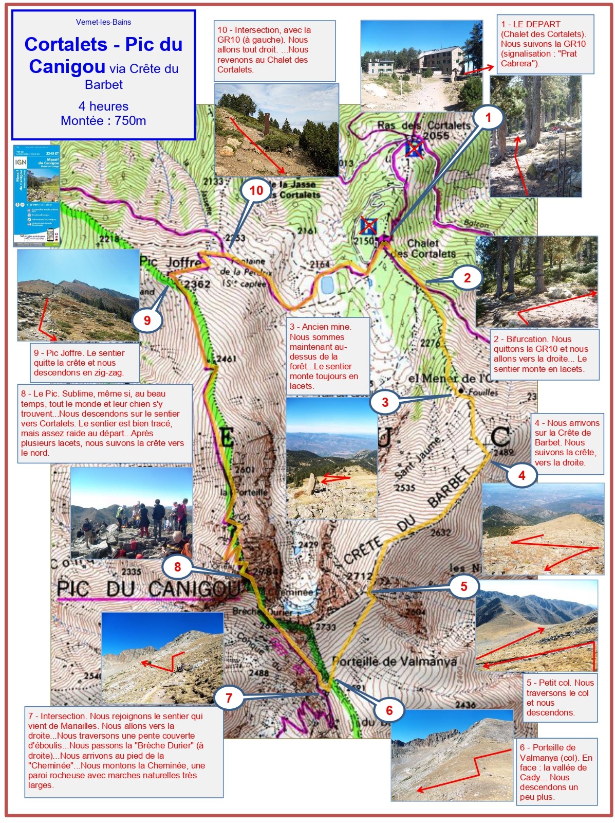 Canigou (Crête Barbet) (itinéraire) carte