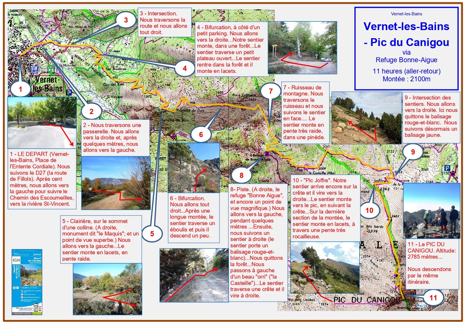 Canigou (Vernet - Bonne-Aigue) (itinéraire) carte