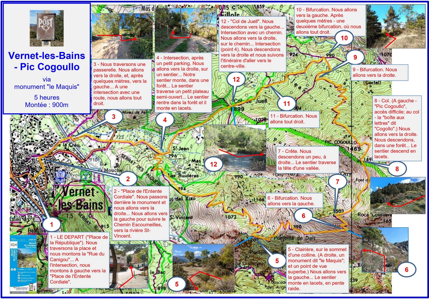 Pic Cogoullo (itinéraire) carte