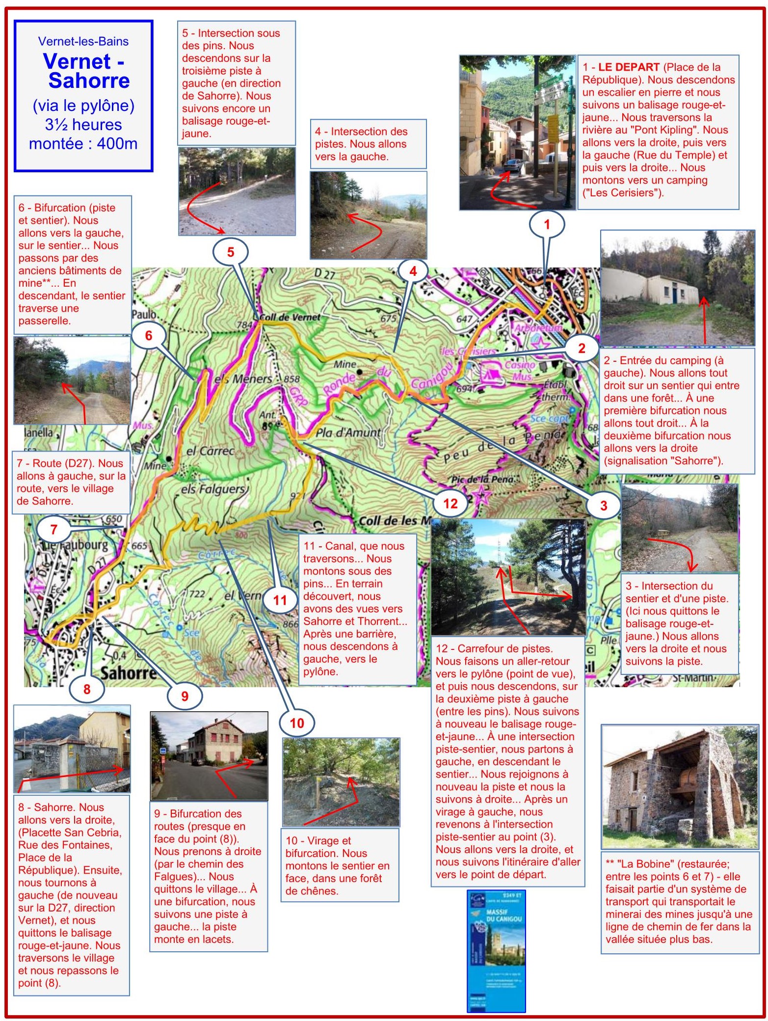 Vernet - Sahorre (itinéraire) carte