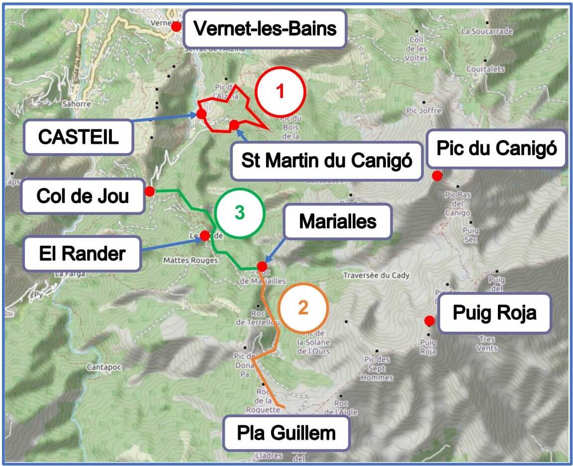 Itinéraires Casteil carte