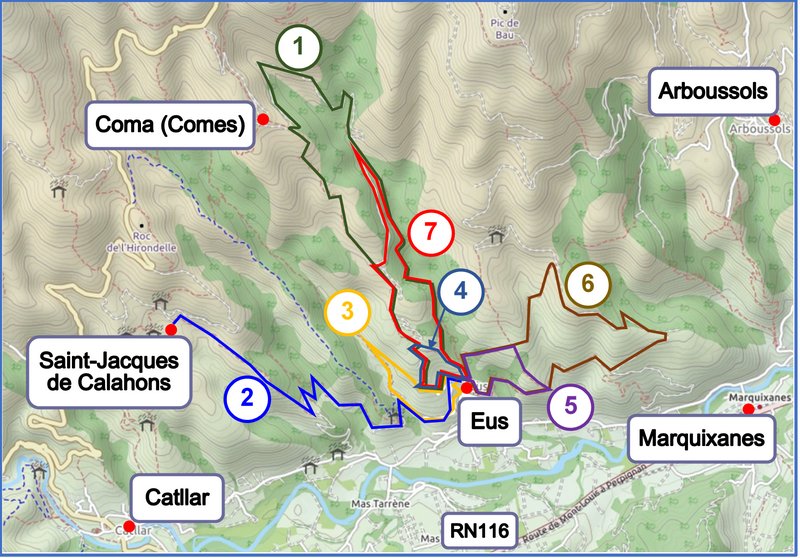 Itinéraires Eus carte