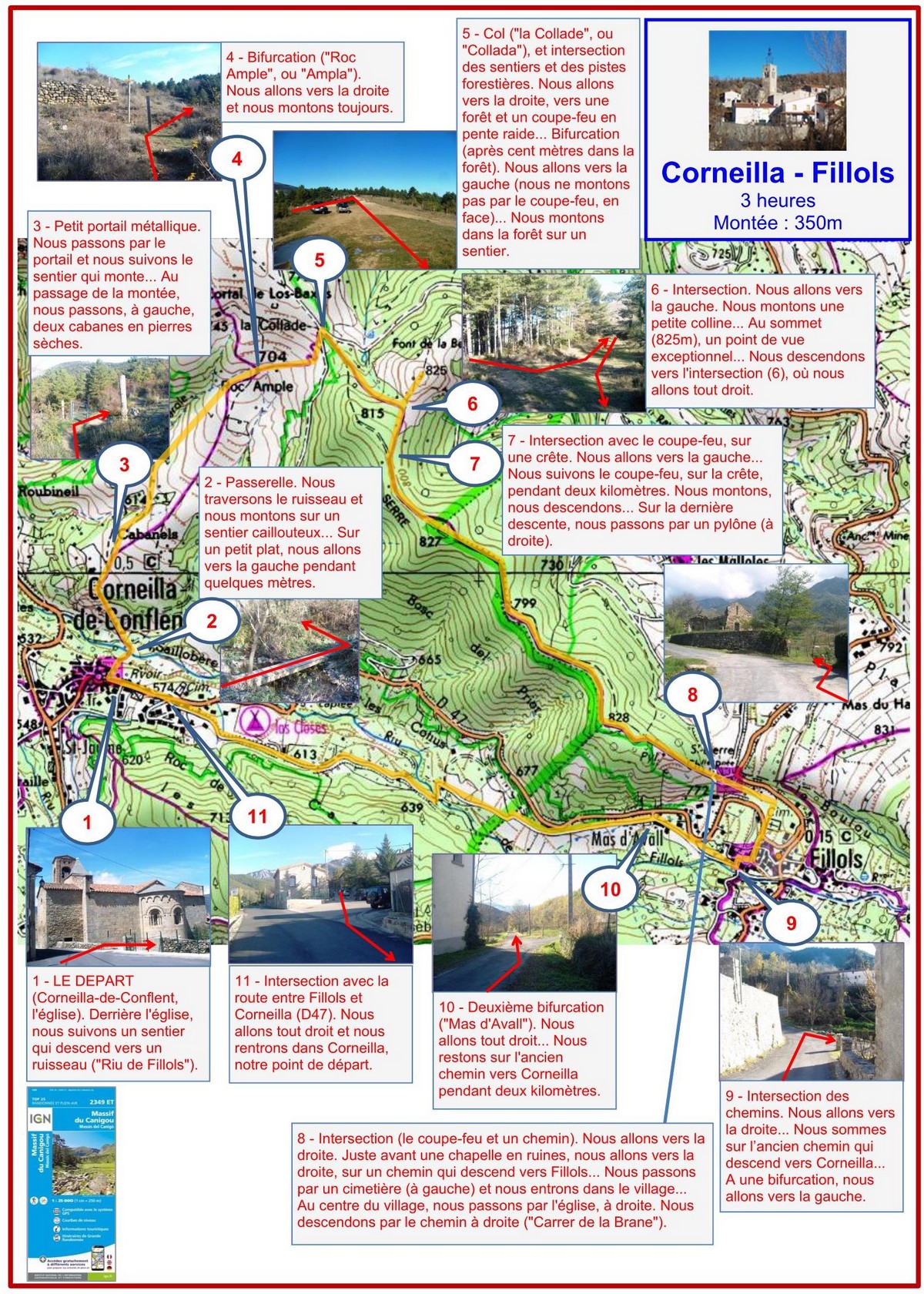 Corneilla - Fillols (itinéraire) carte
