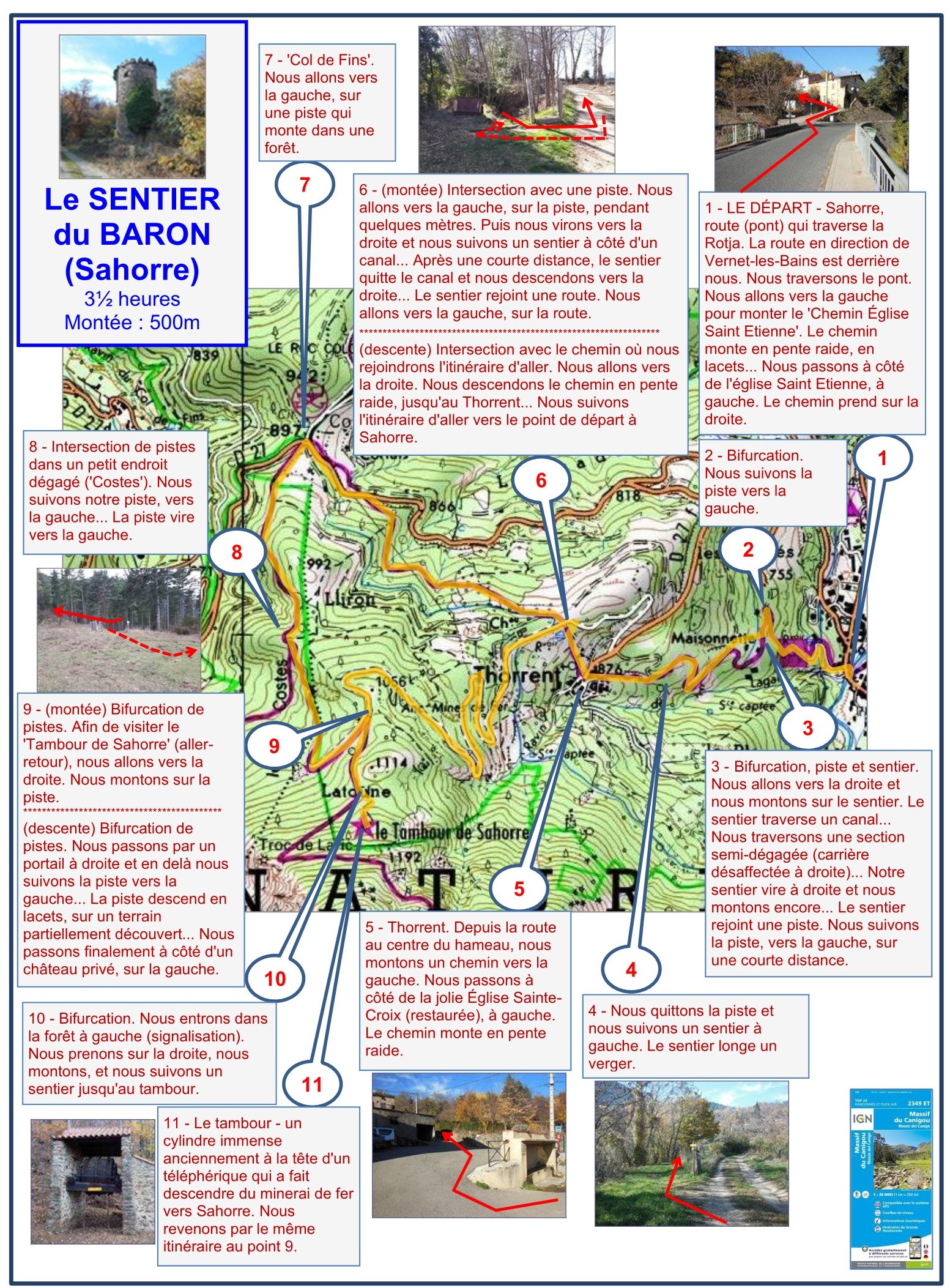 Le Sentier du Baron (Sahorre) (itinéraire) carte